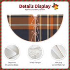 Christmas Tree Skirt 48 Inch, Navy Blue and Orange Plaid - Image 6