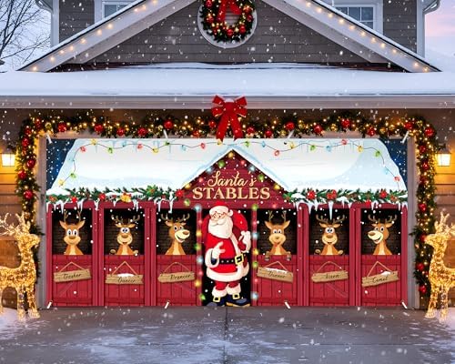 HunnmingRe 16 x 7ft Christmas Garage Door Cover, Santa Claus - Image 4