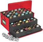 HOLDN’ STORAGE Christmas Ornament Storage Box with Dividers, Holds 72 Ornaments (3 Inch), Large Ball Storage Container with 3 Removable Trays, Durable and Portable - Red by HOLDN%E2%80%99STORAGE