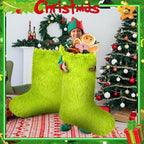 Fourluoo 2 Pcs 41 Inch Jumbo Christmas Stocking Personalized Green Christmas Stockings Large Hanging Faux Fur Treat Bag Candy Pouch Xmas Giant Gift Holder for Xmas Tree Decor - Image 5