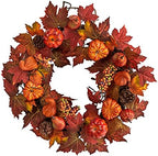 Nearly Natural 24in. Autumn Maple Leaves, Pumpkin, Pinecone and Berries Artificial Fall Wreath by NearlyNatural
