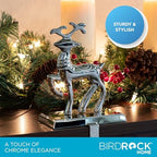 BIRDROCK HOME Christmas Stocking Holders for Mantle - Weighted Metal Hanger for Stockings & Holiday Decor - Sturdy Metal Hook for Fireplace, Staircase & Shelf - Non-Scratch Base - Reindeer - Image 4