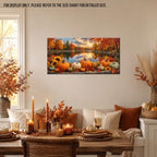 WAXWHELK Fall Canvas Wall Art Pumpkin Autumn Lake Landscape Painting Pictures, Rustic Farmhouse Thanksgiving Artwork for Bedroom Living Room Home Decor, (24"x47") - Image 2