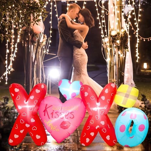 Syhood 7.5 ft Valentine's Day Inflatables Outdoor Decorations Heart Shaped Inflatable Conversation LED Lighted Blow up Ornament for Valentines Gift Wedding Home Yard Lawn Indoor Party - Image 2