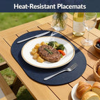 homing Heat Resistant Oval Placemats Set of 8, Navy - Image 4