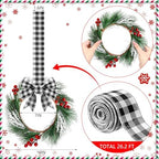 Crowye 6 Pcs Mini Christmas Wreaths Kitchen Cabinet Door, Black and White - Image 2