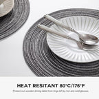 BARoyal Round Placemats Set of 12 Woven Placemats Washable Braided Table Mats for Dining Table Heat Resistant Non-Slip Circle Place Mats(Mixed Gray) - Image 5