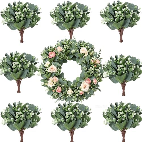 80 Pcs Artificial Eucalyptus Seeds Stems Faux Eucalyptus Greenery Leaves by Unknown