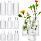 12 Sets Ribbed Glass Bud Vases for Flowers, Mini Vases Set by Unknown