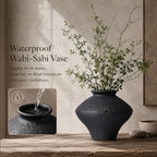 Wabi Sabi Vintage Black Vase, 6.3" Tall Wabi Sabi Decor Rustic Farmhouse Pottery Vase for Centerpiece, Textured Pottery Flower Vases for Home Decorative, Table, Living Room, Bedroom, Bathroom, Kitchen - Image 4