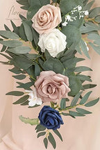Floroom 6ft Artificial Eucalyptus Garland with Flowers Fake Greenery Faux Floral Vine Garland for Table Decor Wedding Centerpieces Bridal Shower Party Decorations, Dusty Rose & Navy - Image 6