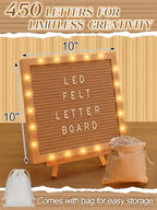 10"×10" Felt Letter Board with LED Lights & Stand, First Day of School Sign - Image 5
