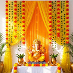 Irenare Indian Pooja Backdrop Ganesh Decoration, Yellow and Orange, Indian by Irenare