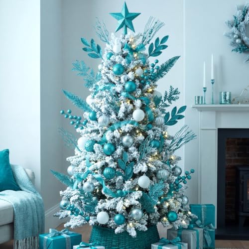 66 Pcs Teal Christmas Glitter Picks and Sprays - Image 3