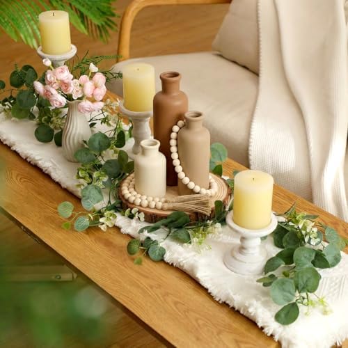 6 Pcs Rustic Farmhouse Coffee Table Decor Set for Living Room, Neutral - Image 4