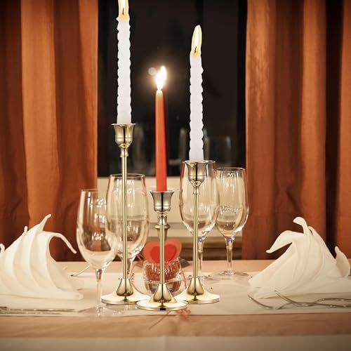 6PCS Brass Candlestick Holders Gold Candle Holders Taper Candle Holders - Image 3