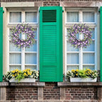 Sggvecsy Purple Daisy Wreath 24 Inch Spring Summer Wreath with Fake Silk Floral Green Eucalyptus Leaves and Lavender for Front Door Window Wall Wedding Farmhouse Festival Decor - Image 3