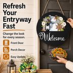 Interchangeable Welcome Sign for Front Door 12 Inch Round Seasonal Decor - Image 3