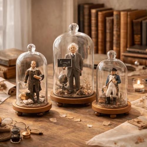 KMwares 3pcs Glass Bell Shape Dome Set (5.7"/4.9"/4.3") | Cloche Display with Wood Base | Empty Domes, Not Included Decorations - Image 4