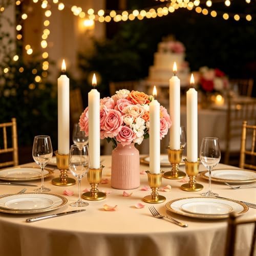 24 Pcs Gold Taper Candle Holders Brass Style Candlestick Holders Victorian Style Wedding Centerpiece Vintage Home Decor Christmas Mantel Decoration Fits Standard Taper Candles - Image 5