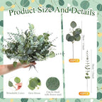 Tigeen 300 Pcs Artificial Eucalyptus Stems, 2 Styles Faux Greenery Leaves with Silver Dollar and Small Leaf Sprays for Wedding Bouquet DIY Floral Arrangements, Centerpieces, Home Decor (Green) - Image 2