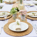 15 Inch Round Woven Placemats Set of 20, Rattan Wicker Placemats Boho Farmhouse Rustic Woven Place Mats for Dining Table Wedding Baby Shower, Fall, Halloween, Thanksgiving, Chrismats - Image 5