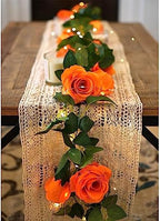 FiveSeasonStuff Warm Orange Artificial Rose Garlands, Four Separate Faux Flower Vines with Greenery - Image 3