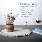 Fine Living 15 Inch Round Placemats Set of 6 with 6-Free Coasters,Ivory - Image 5