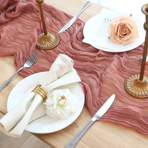 12 Pack Dusty Pink Cheesecloth Table Runner 120 Inch Boho Wedding Decor - Image 6
