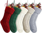 Fesciory 18 Inch Christmas Stockings, 5 Pack Large Cable Knit Xmas Decor by Fesciory
