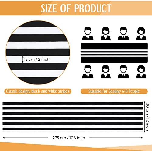 Breling 12 Pack Black and White Striped Table Runner, 12 x 108 Inches - Image 2