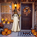 Threehoney Halloween Front Porch Decor 33" Wooden Ghost Porch Sign by Threehoney