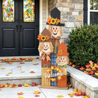 36" Fall Scarecrow Welcome Sign, Thanksgiving Front Door Decor, Standing Porch & Yard Decoration for Autumn Home, Farmhouse Outdoor Patio Party Decor, Great Gift by POXWYJI