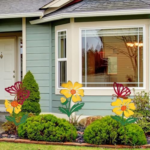 3-Pack Metal Flowers for Outside, 30-Inch Metal Yard Art - Image 5