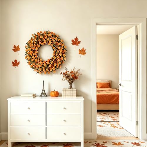 24 Inch Orange Forsythia Fall Wreath for Front Door - Image 5