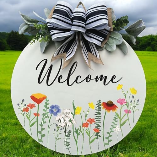 Wood front door sign Wood sign Home decor Welcome sign Sign for front door House warming gift Wedding gift (Wildflower Colors, 18" Width) - Image 2