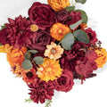 TINGE TIME Fall Artificial Flower Combo, Rose Dahlia Burgundy Burnt Orange by TINGETIME