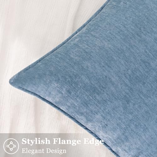 decorUhome Chenille Blue Grey Velvet Throw Pillow Covers 20x20 Set of 2 - Image 3