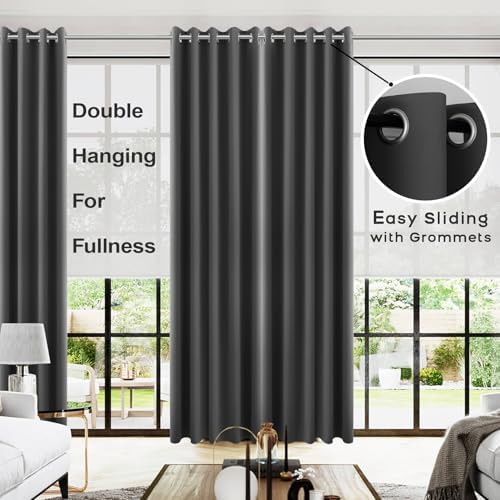 KOUFALL 96 Inch Curtains Long 2 Panel Set,70 Inch Wide Grommet Blackout Drapes for Living Room 96 Inch Length - Image 2