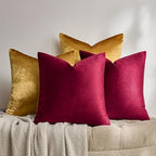 GIGIZAZA Pack of 4 Decorative Velvet Pillow Covers 20x20 Burgundy Gold - Image 5