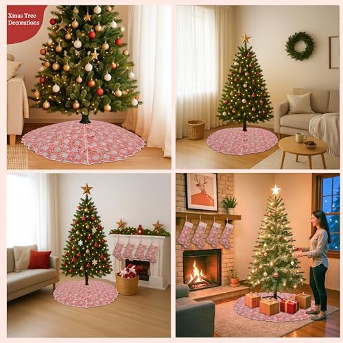 Ridhi Dark Salmon Hand Block Print Cotton Christmas Tree Skirt 70 Inch - Image 7
