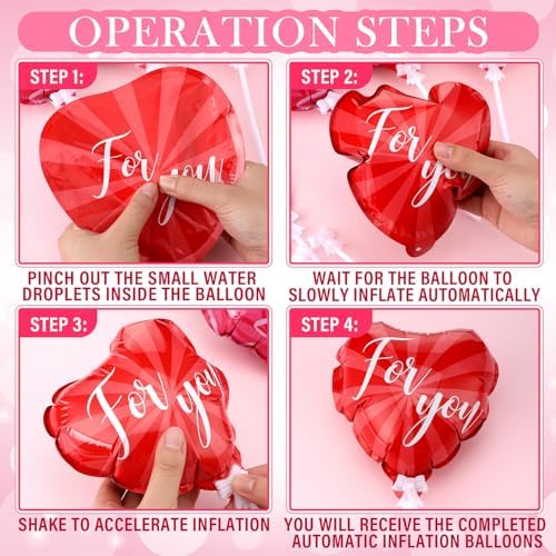 Halloscume 50 Pcs Valentines Day Heart Shaped Balloons - Multicolor Self Inflating for Anniversary, Wedding, Birthday, Proposal Party - Special Night Romantic Decorations - Image 4