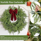2Pcs Christmas Norfolk Pine Garlands, 6Ft Real Touch Artificial Faux Winter Dense Greenery Garland for Table Mantle Fireplace Wall Fence Stair Window Xmas Wreath Indoor Outdoor Holiday Decoration - Image 6
