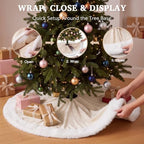 Skylety 48" Velvet Christmas Tree Skirt with Faux Fur Trim,Cream White - Image 4