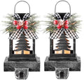 Therwen 2 Pcs Christmas Stocking Holders Lantern, LED, Xmas Tree, Black by Therwen