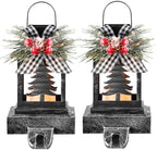 Therwen 2 Pcs Christmas Stocking Holders Lantern, LED, Xmas Tree, Black by Therwen