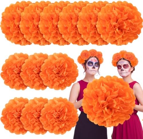 Suncalla 12 Pcs Marigold Paper Flowers Bulk, Orange, 20 Inch,31 Inch by Unknown