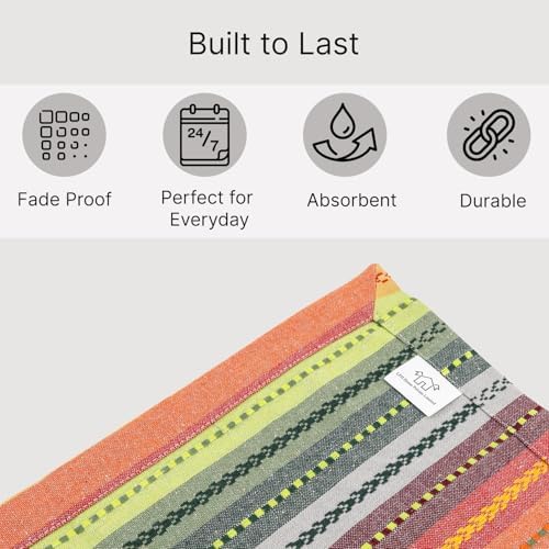 LFH Home Cotton Rich Cloth Salsa Napkin Set of 12 Washable Soft Durable Striped Table Napkins for Dining Wedding Daily Use Reusable Eco-Friendly Fabric Napkins (18x18)-Pink Multi Thanks Giving - Image 5