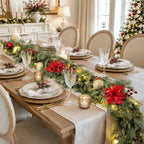 Christmas Garland 9FT Decorations Cedar Cypress Garland with Berry Pine Cone Poinsettia Balls Artificial Green Garland with Lights for Mantle, Fireplace, Table, Stairs, Indoor Outdoor Decorations - Image 3