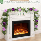 Livole 2Pcs 12 Ft Flower Garland Decoracion Purple Peony Floral Garland - Image 3
